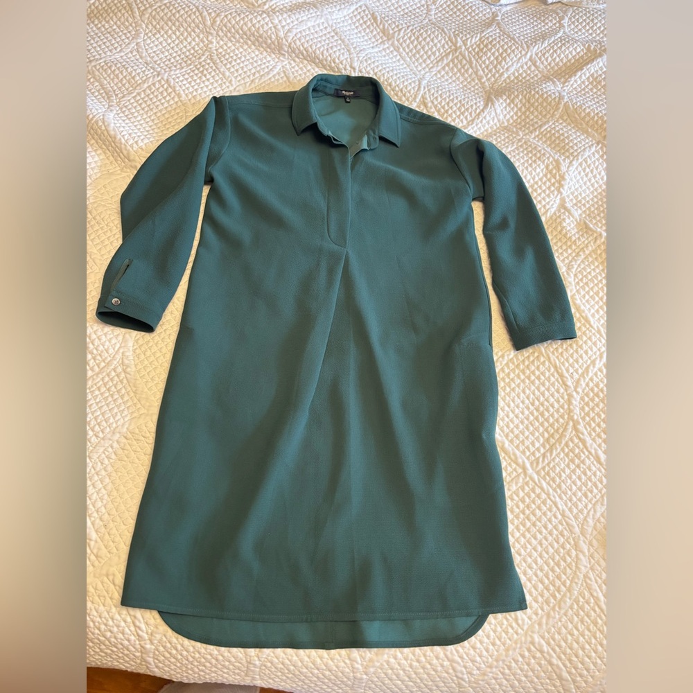 Green dress, Madewell Moviehouse Shirtdress hunter Green Long Sleeve Shirt Dress